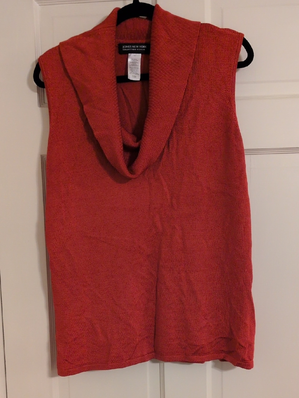 Jones New York Sleeveless Cowl Neck Knit Top - Coral Red